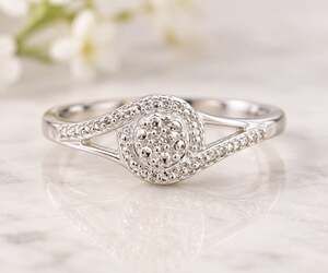 Diamond Accent Multi-Stone Halo Bypass Promise Ring in Platinum Bond